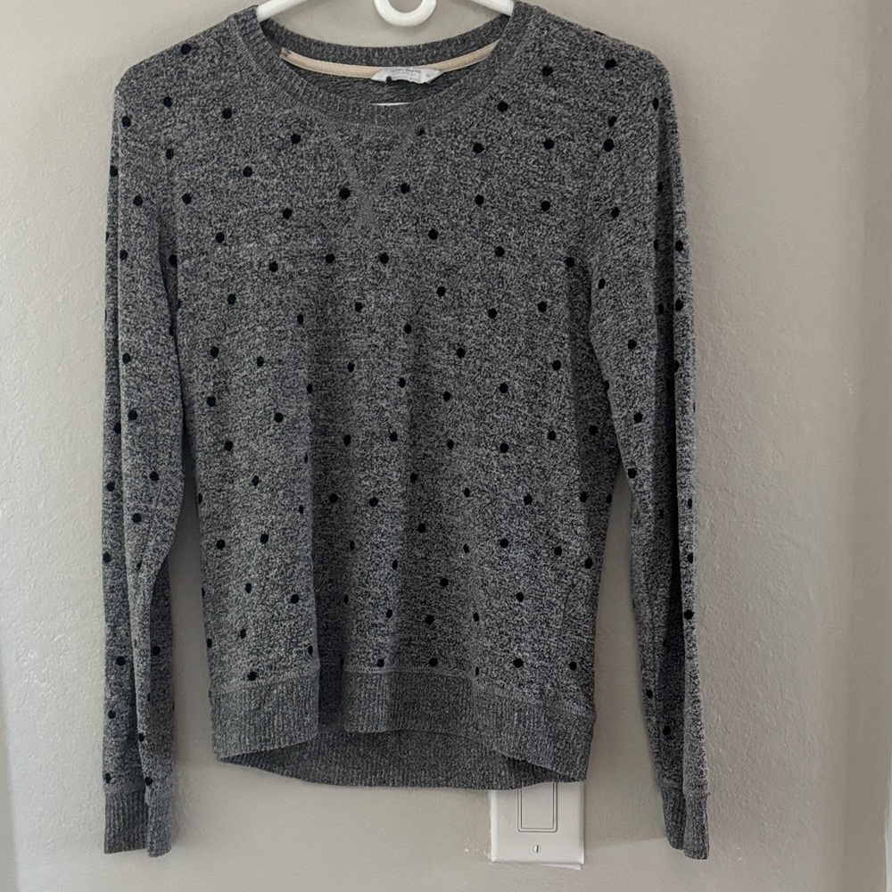 Lucky in Love Gray Sweater with Black Dots